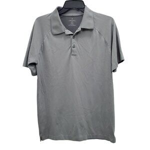 Fabletics The‎ Training Day Polo Men's Gray 4-Way Stretch SS Athleisure Top Sz M